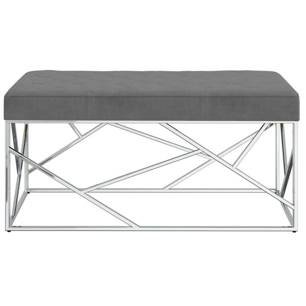 vidaXL Ławka, 97 cm, ciemnoszara, aksamitna tkanina i stal nierdzewna