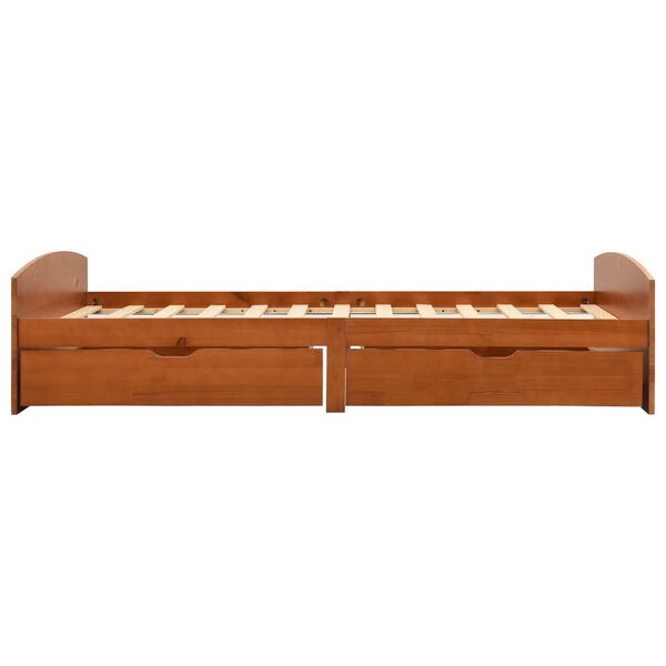 vidaXL Rama łóżka z 2 szufladami, miodowy brąz, sosna, 90 x 200 cm