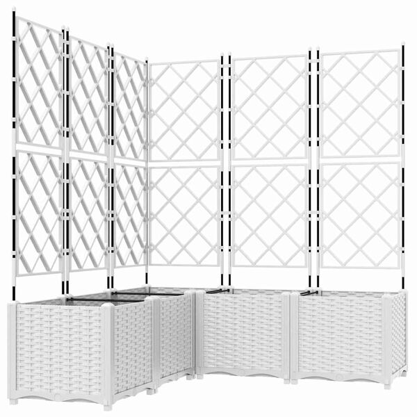 vidaXL Doniczka ogrodowa 5 pcs Biały 120 x 120 x 143 cm Stal