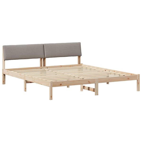 vidaXL Rama ł&oacute;żka Brązowy i taupe 200 x 200 cm Lite drewno sosnowe