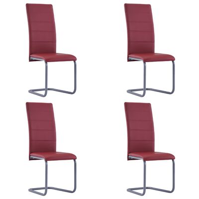 vidaXL Krzesła stołowe, wspornikowe, 4 szt., czerwone, sztuczna skóra