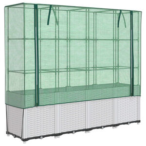 vidaXL Podwyższona donica ze szklarnią, wygląd rattanu, 160x40x153 cm