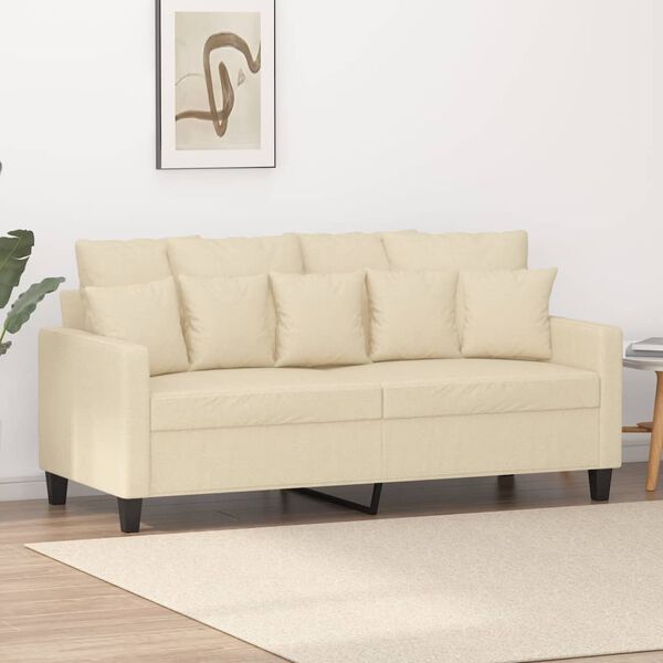 vidaXL 2-osobowa sofa, kremowa, 140 cm, tapicerowana tkaniną