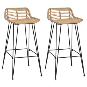 vidaXL Stołek barowy 2 szt. naturalny 44 x 45 x 76 cm Rattan i Stal