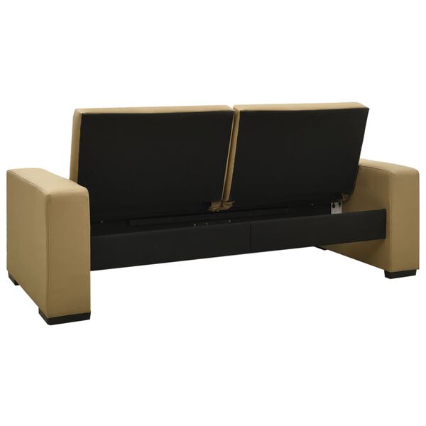 vidaXL Rozkładana sofa, cappuccino, sztuczna sk&oacute;ra