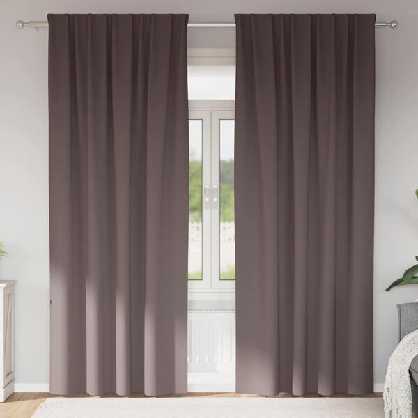 vidaXL Firany blackout z k&oacute;łkami 2 pcs Ciemny brąz 225 x 140 cm