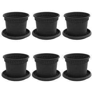 vidaXL Doniczki 6 pcs Czarny &Oslash; 12,5 x 10 cm Z tworzywa sztucznego
