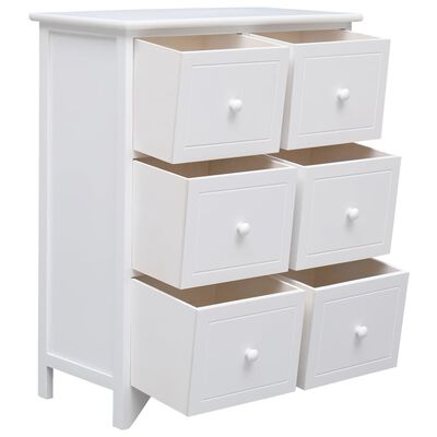 vidaXL Komoda z 6 szufladami, biała, 60x30x75 cm, drewno paulownia