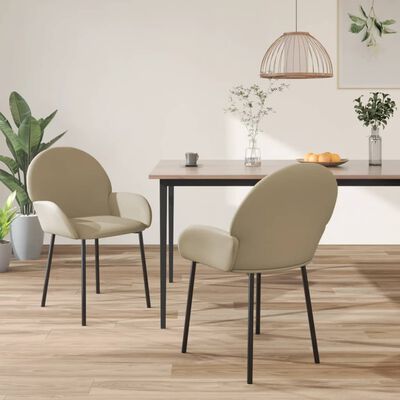 vidaXL Krzesła stołowe, 2 szt., cappuccino, obite sztuczną skórą