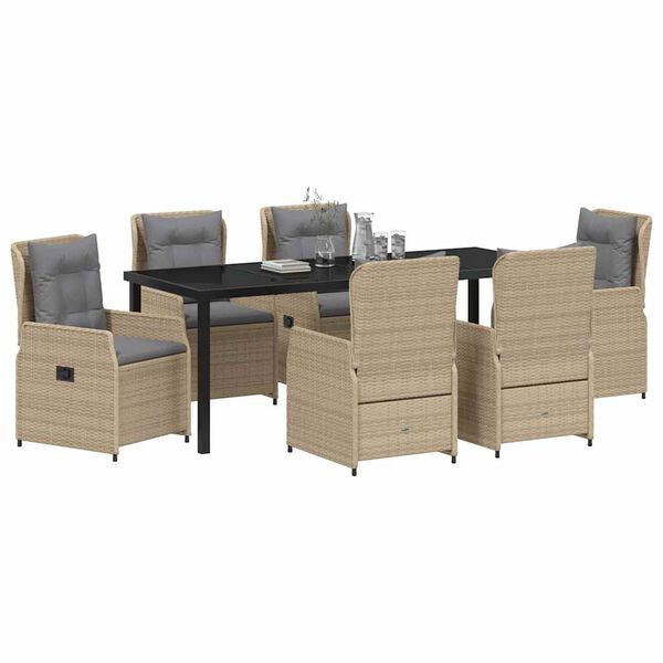 vidaXL Zestaw do jadalni w ogrodzie 7 pcs Beżowy i jasnoszary