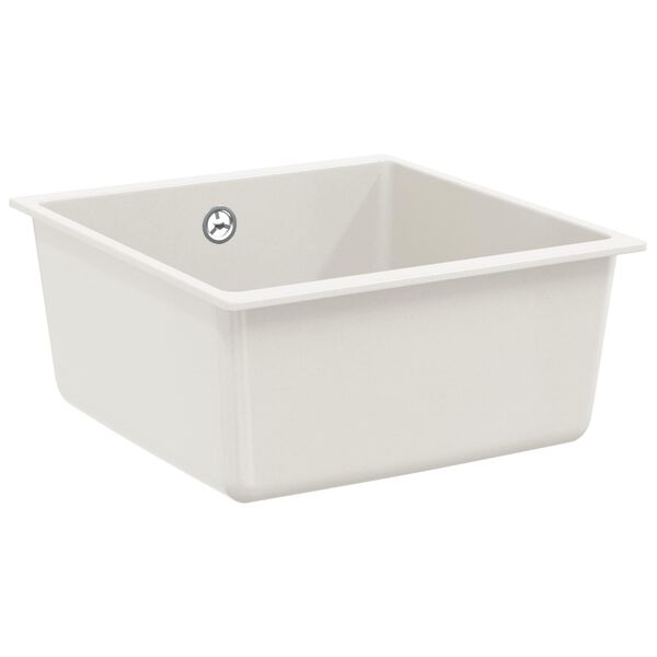 vidaXL Zlew Biały 430 x 460 mm 80% Kwarc i 20% Żywica