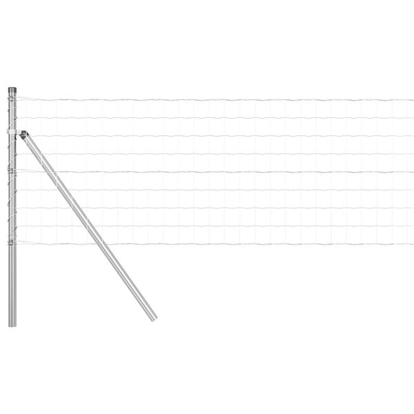 vidaXL Ogrodzenie z słupkiem Srebrny 0,4 x 25 m Stal i PVC