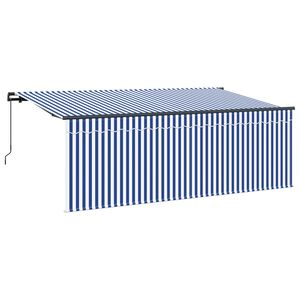 vidaXL Markiza wysuwana Niebieski i biały 400 x 200 cm