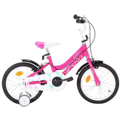vidaXL Rower dla dzieci, 16 cali, czarno-różowy