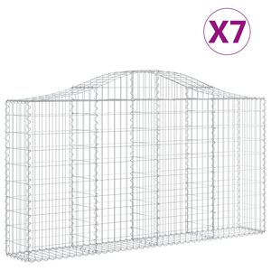 vidaXL Kosze gabionowe, 7 szt, 200x30x100/120 cm, galwanizowane żelazo