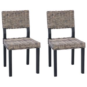 vidaXL Krzesło jadalniane GENDT 2 szt. Rattan Kubu Czarne pranie