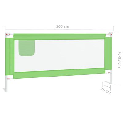vidaXL Barierka do łóżeczka dziecięcego, zielona, 200x25 cm, tkanina