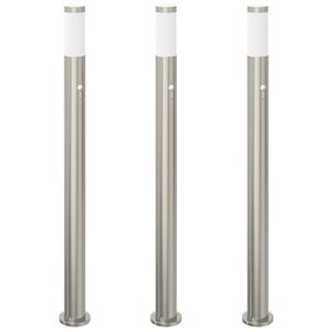 vidaXL Lampy słupkowe z czujnikiem, 3 szt., 110 cm, stal nierdzewna, IP44