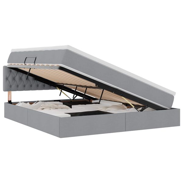vidaXL Ł&oacute;żko z miejscem na przechowywanie i materacem Jasnoszary