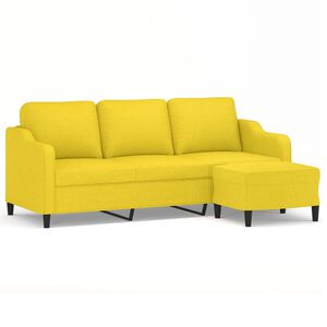 vidaXL 3-osobowa sofa z podn&oacute;żkiem, jasnoż&oacute;łty, 180 cm, tkaniną