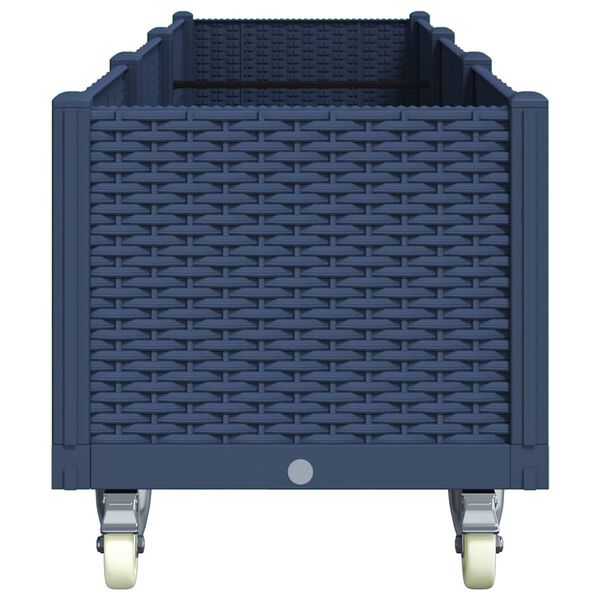 vidaXL Donica ogrodowa na k&oacute;łkach, niebieskoszara, 240x50x54 cm, PP