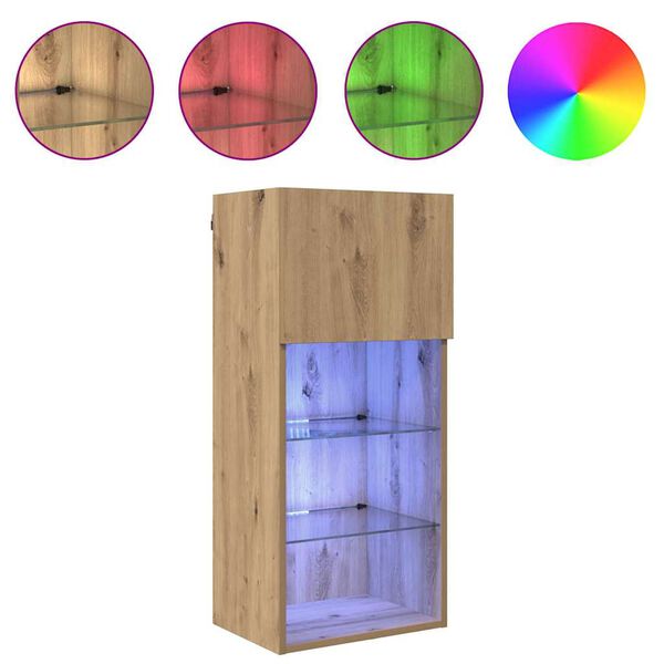 vidaXL Szafki na telewizor montowane na ścianie Ze LED Lights 2 pcs