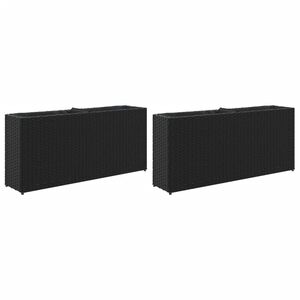 vidaXL Donice ogrodowe z 2 wkładami, 2 szt., czarne, 90x20x40 cm