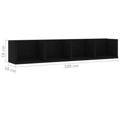 vidaXL Półka ścienna na płyty CD, czarna, 100x18x18 cm