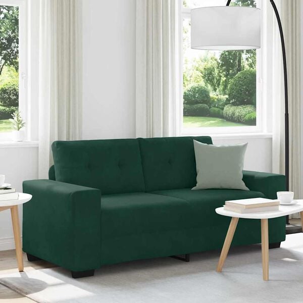 vidaXL Sofa dwuosobowa, ciemnozielona, 180x77x82 cm, aksamit