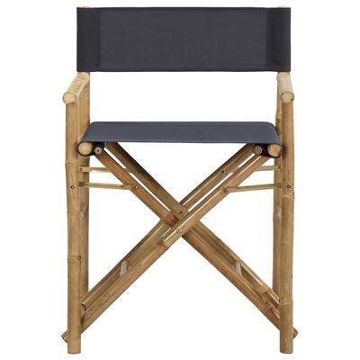 vidaXL Składane krzesła reżyserskie, 2 szt., szare, bambus i tkanina