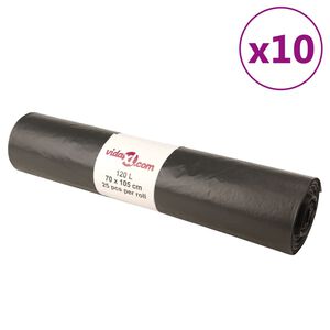 vidaXL Worki na śmieci, 250 szt., czarne, 120 L