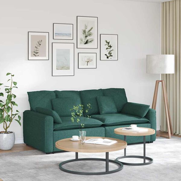 vidaXL Sofa modułowa z poduszkami, ciemnozielona