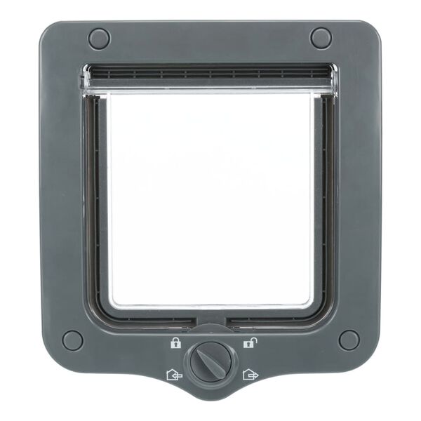 TRIXIE Drzwiczki dla kota z 4 formami zamknięcia, 2 tunele, szare