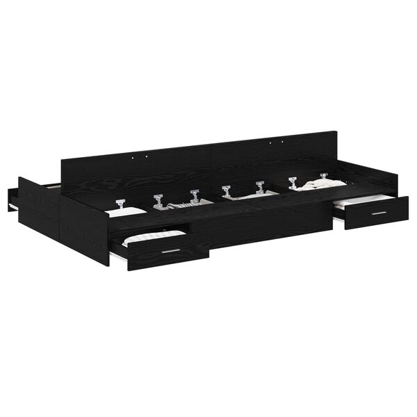 vidaXL Rama ł&oacute;żka z miejscem na przechowywanie Czarny Dąb 120 x 200 cm