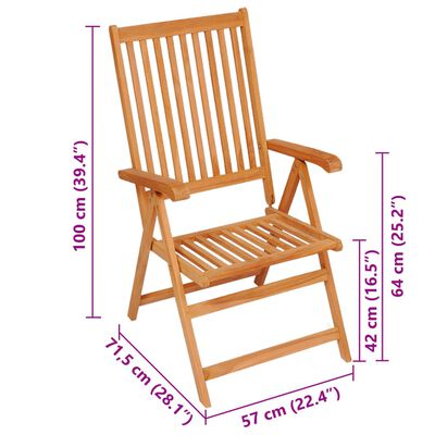 vidaXL Krzesła ogrodowe, 6 szt., niebieskie poduszki, drewno tekowe