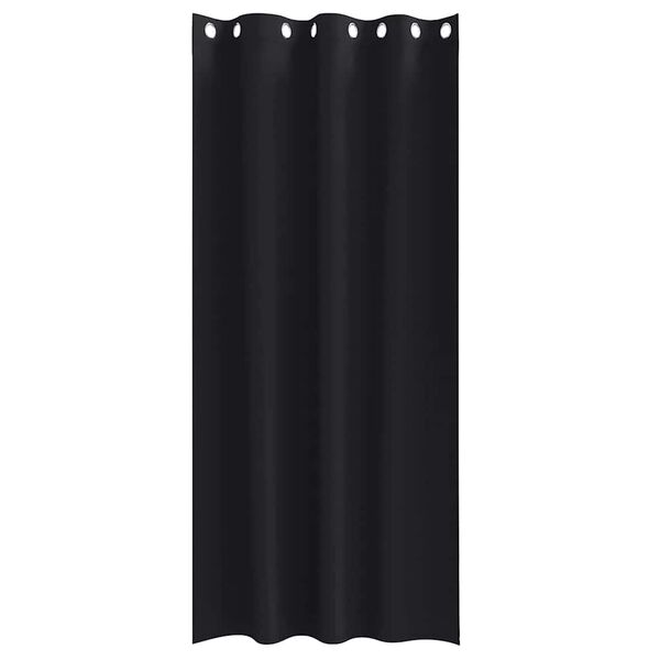 vidaXL Firany blackout z k&oacute;łkami 2 pcs Czarny 245 x 140 cm Poliester