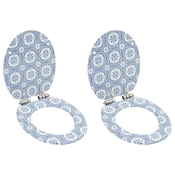 vidaXL Deski klozetowe wolnoopadające, 2 szt., MDF, wzór porcelanowy