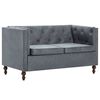 vidaXL Sofa 2-osobowa w stylu Chesterfield, materiałowa, szara