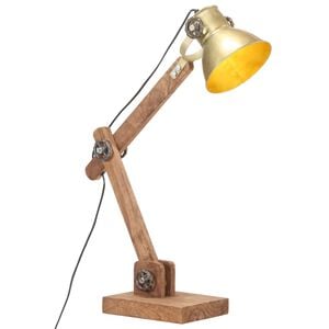 vidaXL Industrialna lampa stołowa, mosiężna, okrągła, 58x18x90 cm, E27