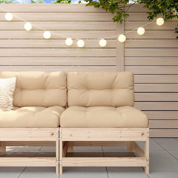 vidaXL Siedzisko środkowe z poduszkami, lite drewno sosnowe