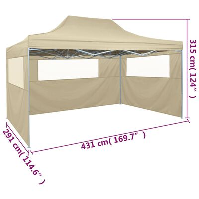 vidaXL Rozkładany namiot z 3 ściankami, 3 x 4,5 m, kremowy