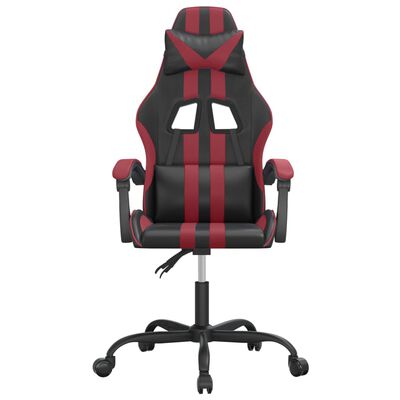 vidaXL Obrotowy fotel gamingowy, czarno-bordowy, sztuczna skóra