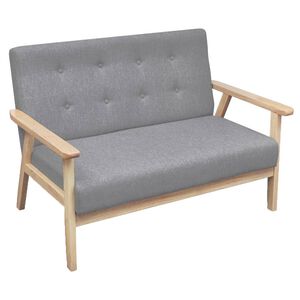 vidaXL Sofa 2-osobowa, tapicerowana tkaniną, jasnoszara