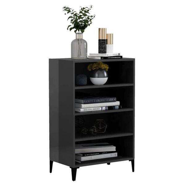 vidaXL Szafka na wysoki połysk, szara, 57x35x90 cm