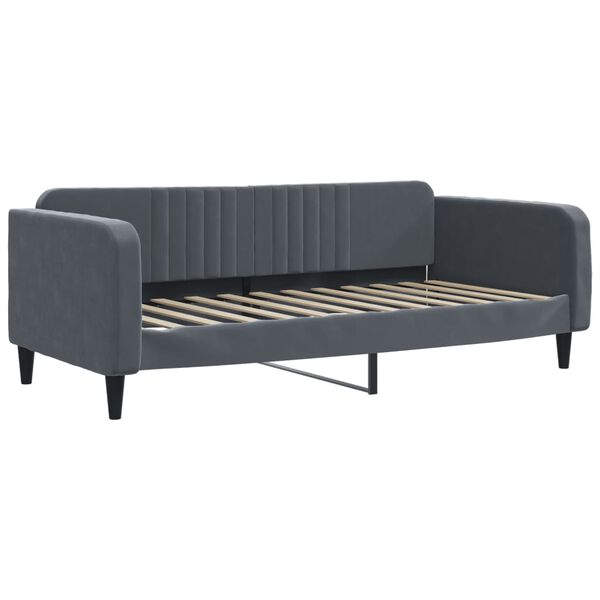 vidaXL Sofa rozsuwana z materacami, ciemnoszara, 100x200 cm, aksamit