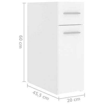 vidaXL Szafka apteczna, biała, 20x45,5x60 cm, materiał drewnopochodny