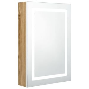 vidaXL Szafka łazienkowa z lustrem i LED, biel i dąb, 50x13x70 cm