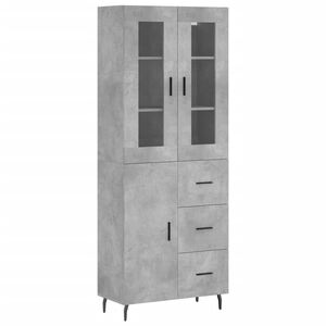 vidaXL Witrynka, szarość betonu 69,5x34x180 cm materiał drewnopochodny