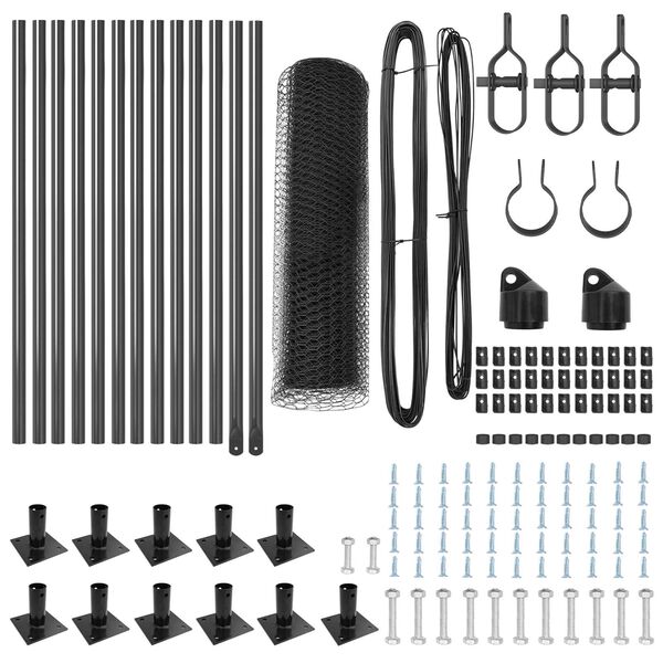 vidaXL Słupek ogrodzeniowy. Szary 25 x 0,6 m (siatka 25 mm) Stal i PVC