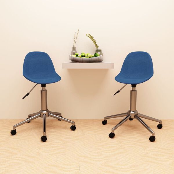 vidaXL Obrotowe krzesła stołowe, 2 szt., niebieskie, obite tkaniną